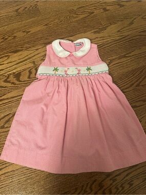 Hartstrings Pink Smocked Peter Pan Collar Toddler Dress, 3T
